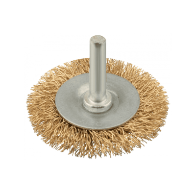 Корщетка-колесо со штифтом. стальная латунированная волнистая проволока 100мм 38485М 